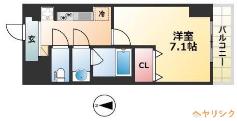 ドゥナーレ辻町(1K/1階)の間取り写真