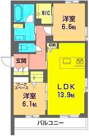 リズム・クチーレ(2LDK/1階)の間取り写真