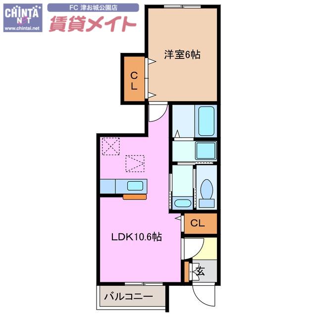 グリーンコーポB棟(1LDK/1階)の間取り写真