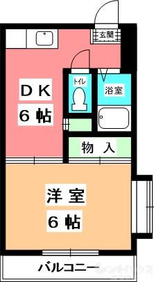 パールハイツ山下(1DK/1階)の間取り写真