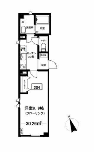 東急東横線 中目黒駅 徒歩7分 3階建 築11年(1K/2階)の間取り写真