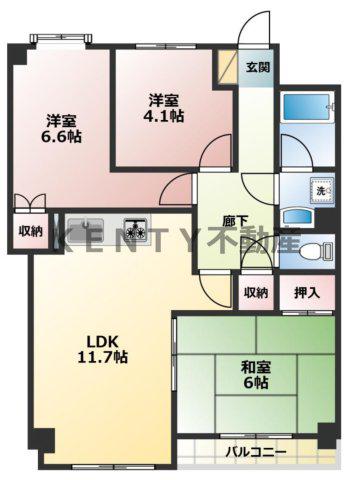グレイスコート多摩川(3LDK/5階)の間取り写真