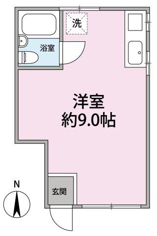 ハイツ藤栄(ワンルーム/2階)の間取り写真