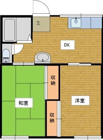 清和ハイツA棟(2DK/1階)の間取り写真