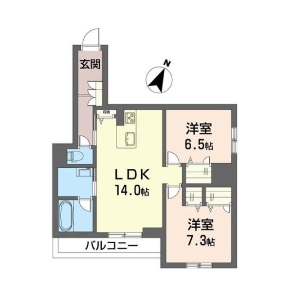 アンシャンテ(2LDK/2階)の間取り写真