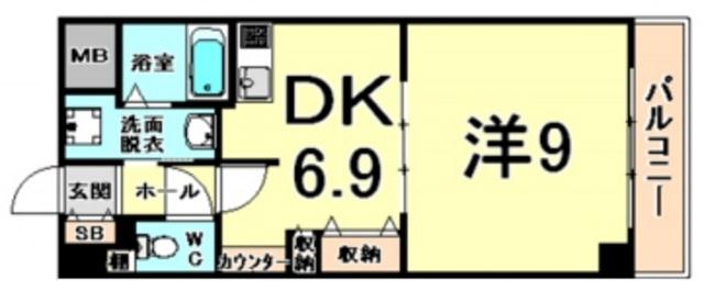 プロヴァンス(1DK/2階)の間取り写真