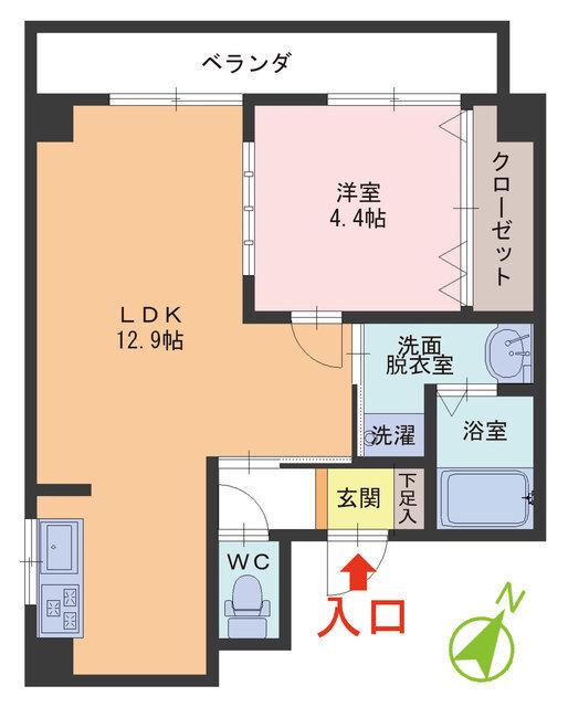 ヴィラ宝永(1LDK/3階)の間取り写真