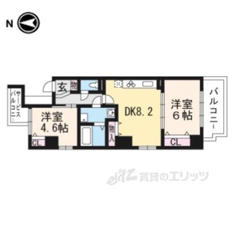 BLAUBERG西ノ京(2LDK/2階)の間取り写真