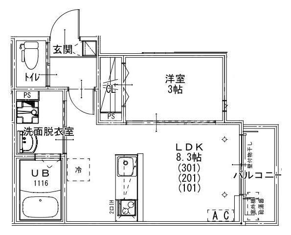 ASTRO RESIDENCE 西大宮(1LDK/1階)の間取り写真