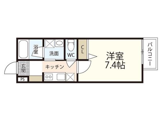 CASACOZY山根町(1K/1階)の間取り写真