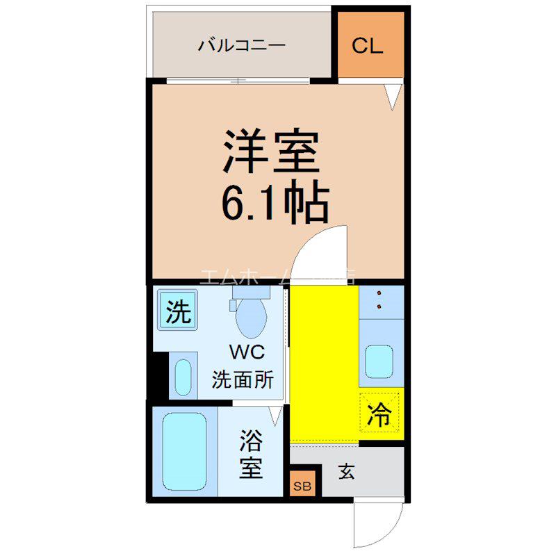 N&A HOME上飯田(1K/2階)の間取り写真