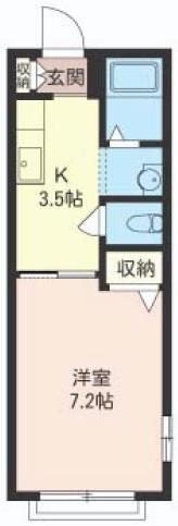 メゾンデスール(1K/2階)の間取り写真