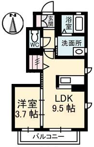 シャーメゾンパピヨン(1LDK/1階)の間取り写真