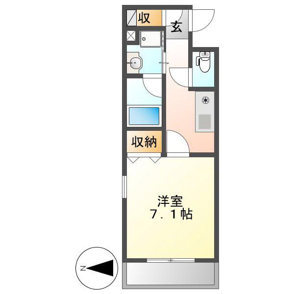 ヴィオレット泉(1K/3階)の間取り写真