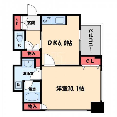 アルグラッドザ・タワー心斎橋(1DK/9階)の間取り写真