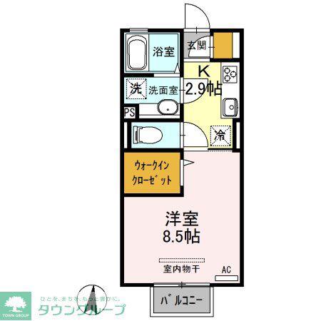 プランドールブリエ D(1K/2階)の間取り写真