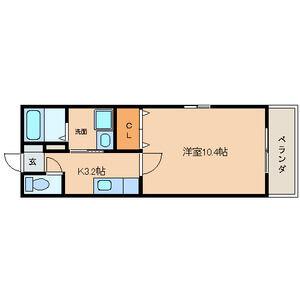 パークサイドM(1K/2階)の間取り写真