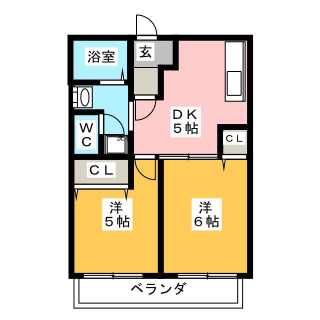 センチュリーレジデンスIII(2DK/2階)の間取り写真