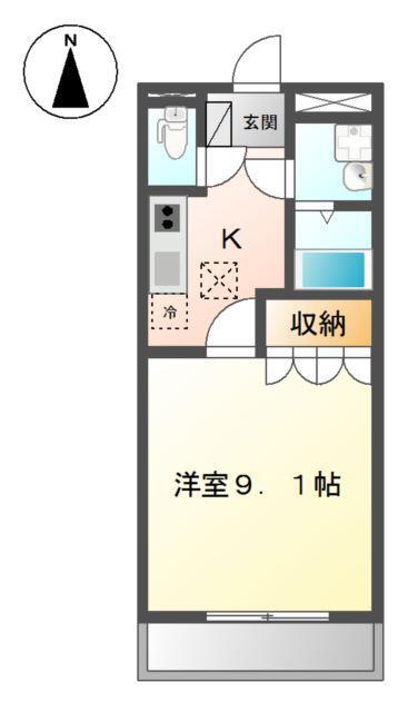 パーク・オアシス(1K/1階)の間取り写真