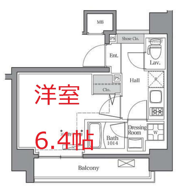 BLUROCK東品川(1K/5階)の間取り写真