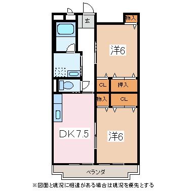 LIMPIA E&A(2DK/1階)の間取り写真