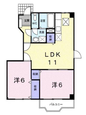 グレイスガーデンB(2LDK/1階)の間取り写真