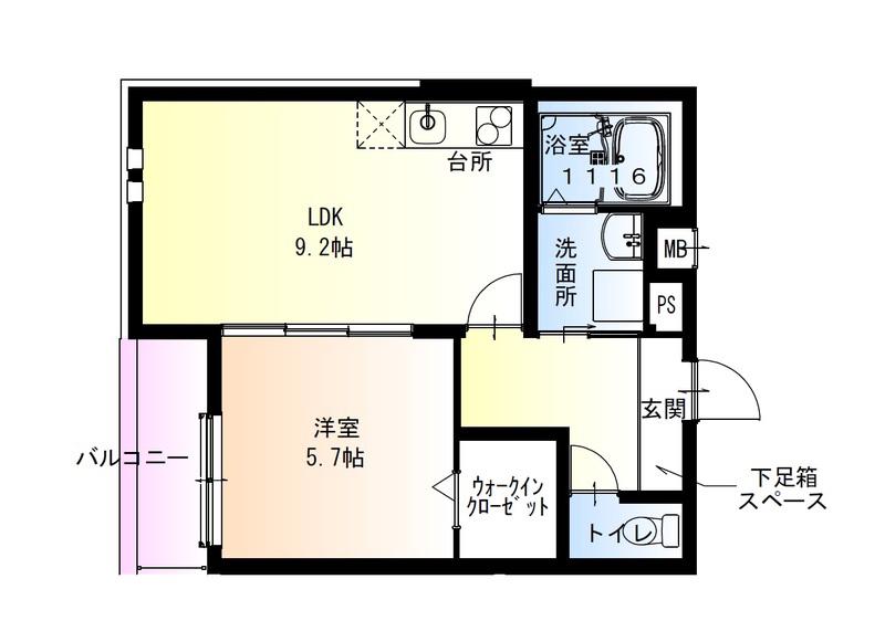 フジパレス今川公園東V番館(1LDK/2階)の間取り写真