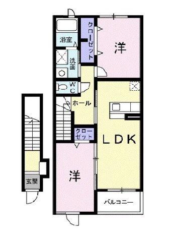 プランドール(2LDK/2階)の間取り写真