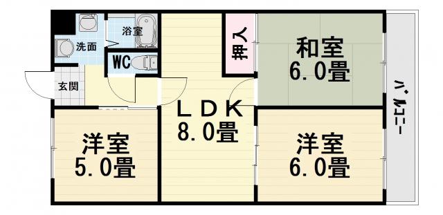 セラヴィ津久野(3LDK/3階)の間取り写真
