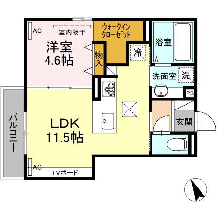 フェリーチェ舟入(1LDK/2階)の間取り写真