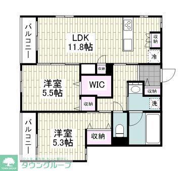 CITRUS RESIDENS 東棟(2LDK/2階)の間取り写真