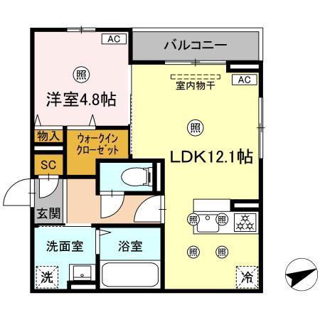 CAMPANELLA船越(1LDK/3階)の間取り写真