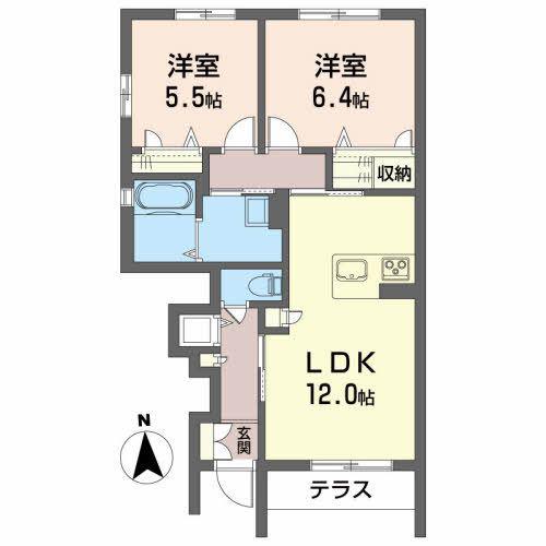 メゾンマストすわ町(2LDK/1階)の間取り写真