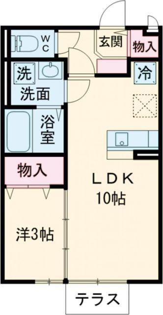 フローラタウンE棟(1LDK/1階)の間取り写真