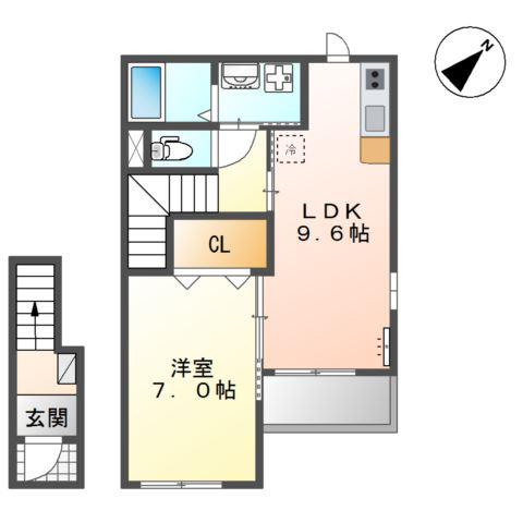 パストラル(1LDK/2階)の間取り写真