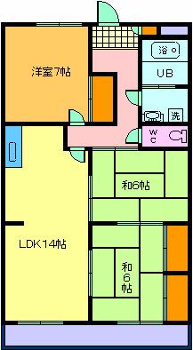 シャトー雁宿(3LDK/4階)の間取り写真