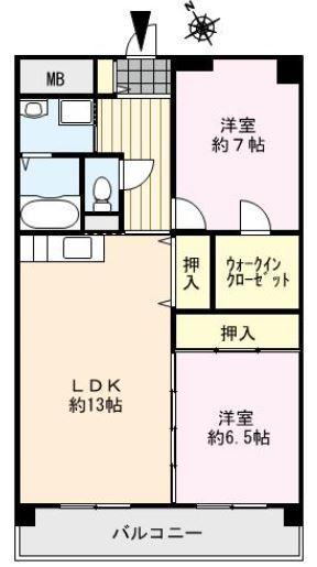 グリーンキャッスル(2LDK/3階)の間取り写真