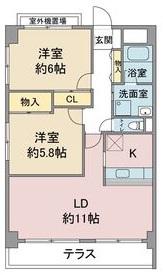ラトゥール一社(2LDK/3階)の間取り写真