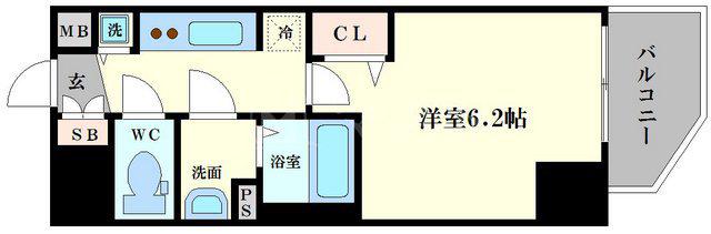 プレサンス北堀江(1K/10階)の間取り写真