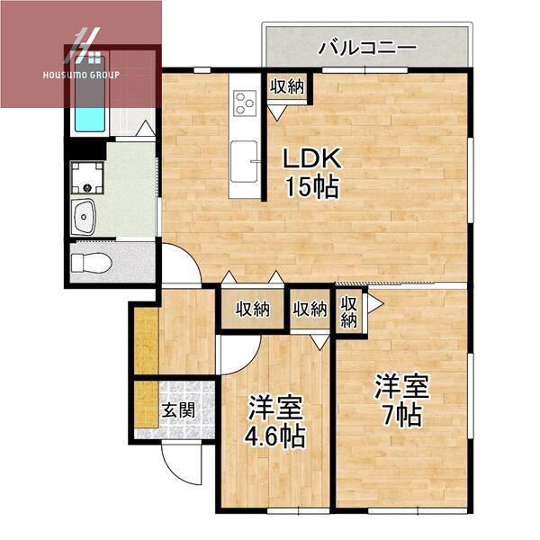 コスモ西今川(2LDK/2階)の間取り写真