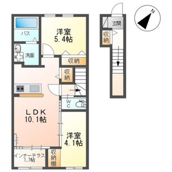 ルミーナ開成(2LDK/2階)の間取り写真