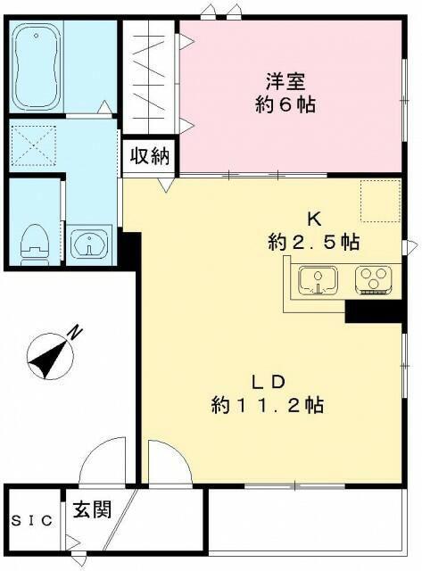 DORMIR武蔵小山(1LDK/2階)の間取り写真