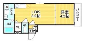 マリブガーデン堺駅前(1LDK/2階)の間取り写真