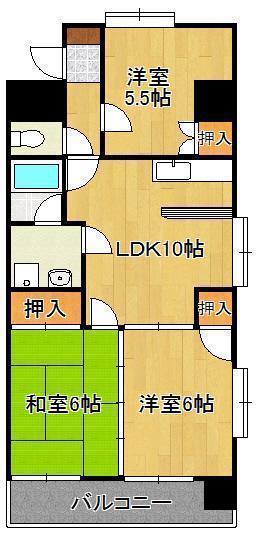 エムズコート沼本町(3LDK/9階)の間取り写真