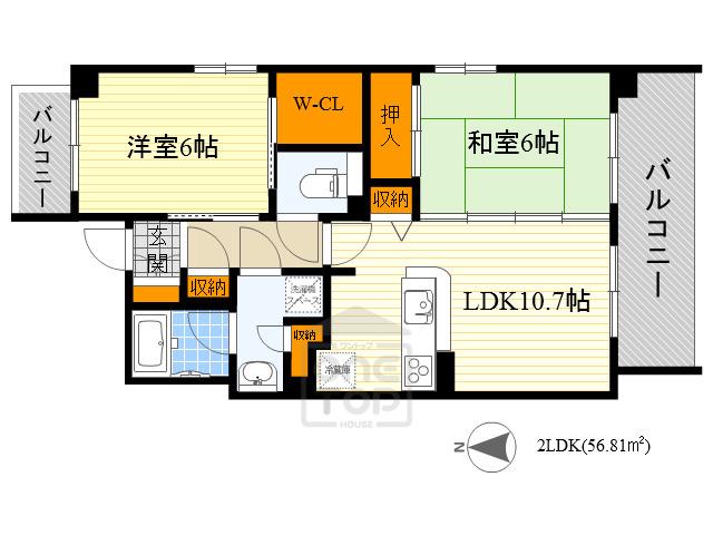 クリスタル上山手(2LDK/1階)の間取り写真