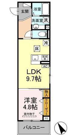 D PAINA TAKAKURA(1LDK/2階)の間取り写真