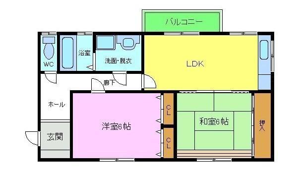栄町ハイツ(2LDK/2階)の間取り写真