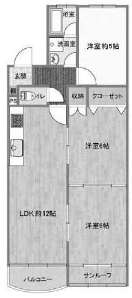 ブルーハイツ塩屋(3LDK/1階)の間取り写真