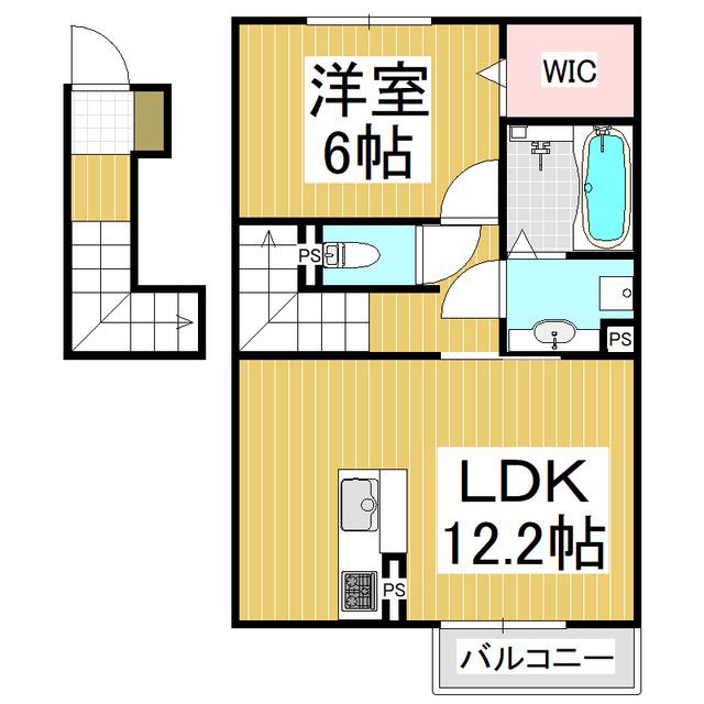 ベルコリーヌ783 D棟(1LDK/2階)の間取り写真