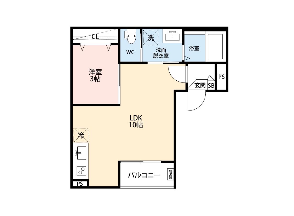 GRANDBLUE HOSHIMIYAI(1LDK/3階)の間取り写真